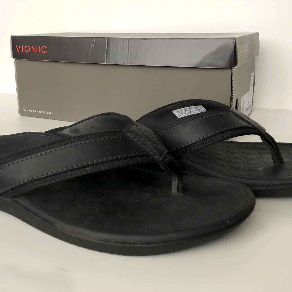 Vionic Men's Tide Sandals Black Thong Sandal